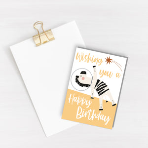 Happy Birthday Space Zebra Card