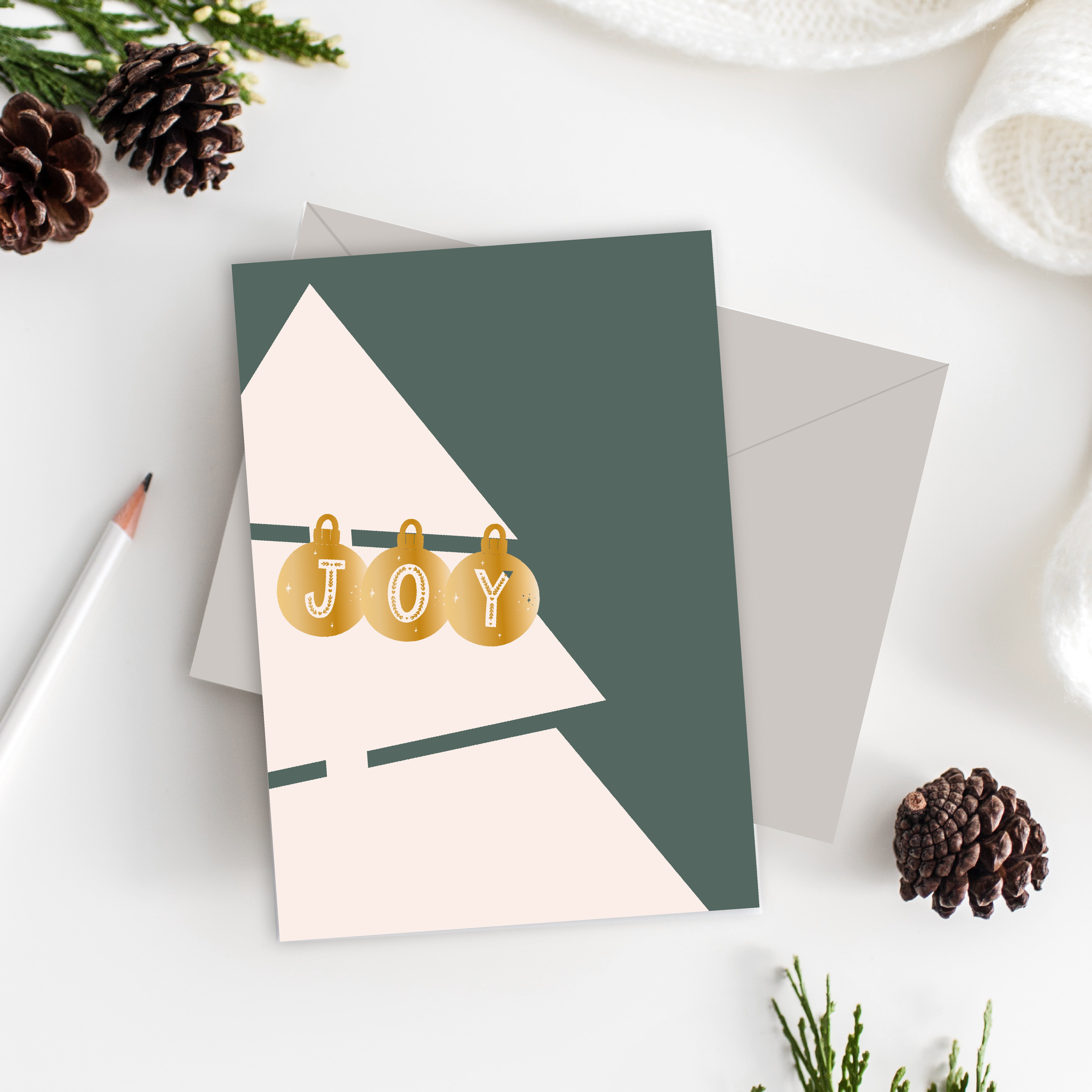 Christmas Baubles Joy Gold Foiled Card