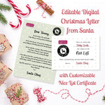 Load image into Gallery viewer, Editable Digital Christmas Letter from Santa with Customisable Nice List Certificate
