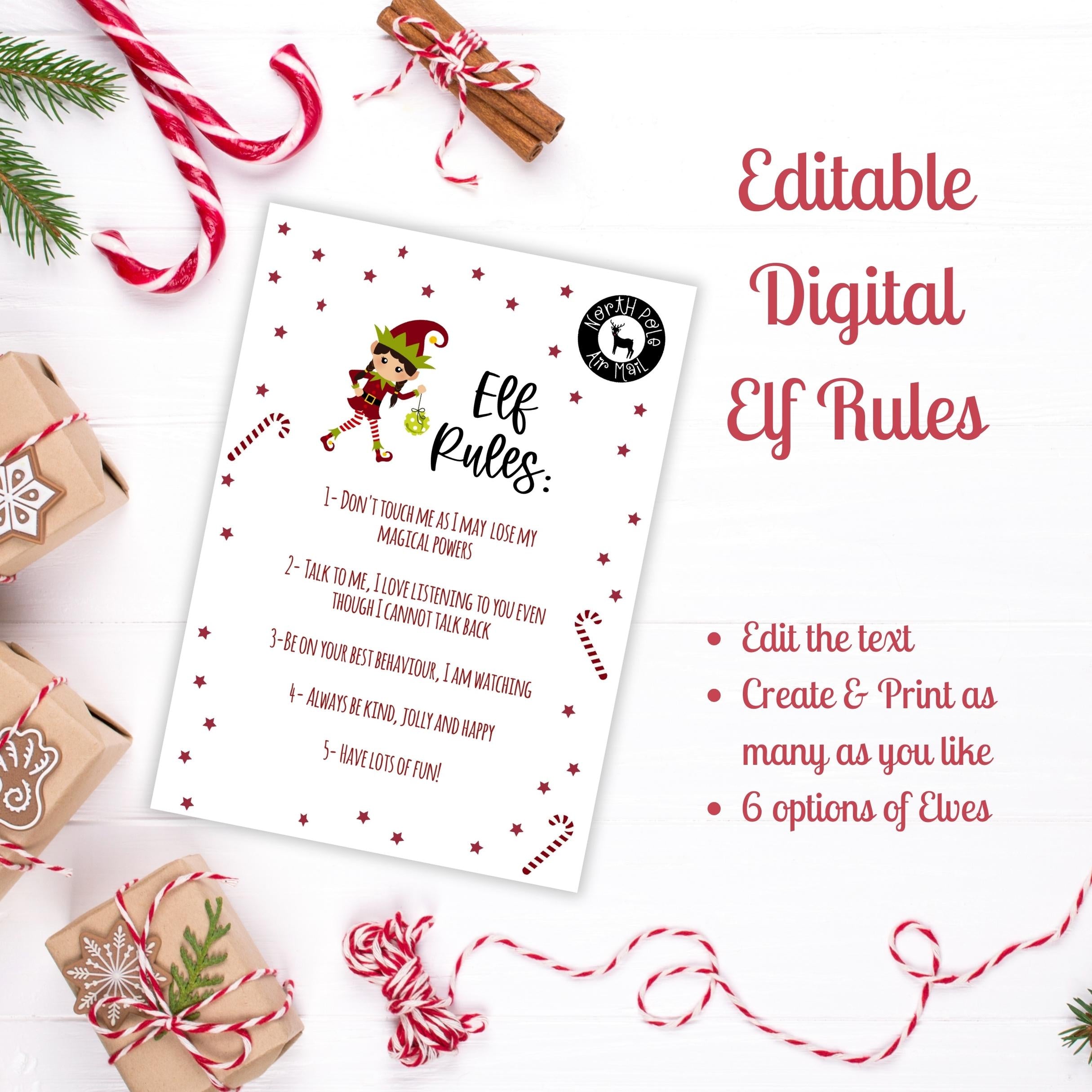 Editable Elf Rules - Digital Download for Elf on the Shelf Fun!