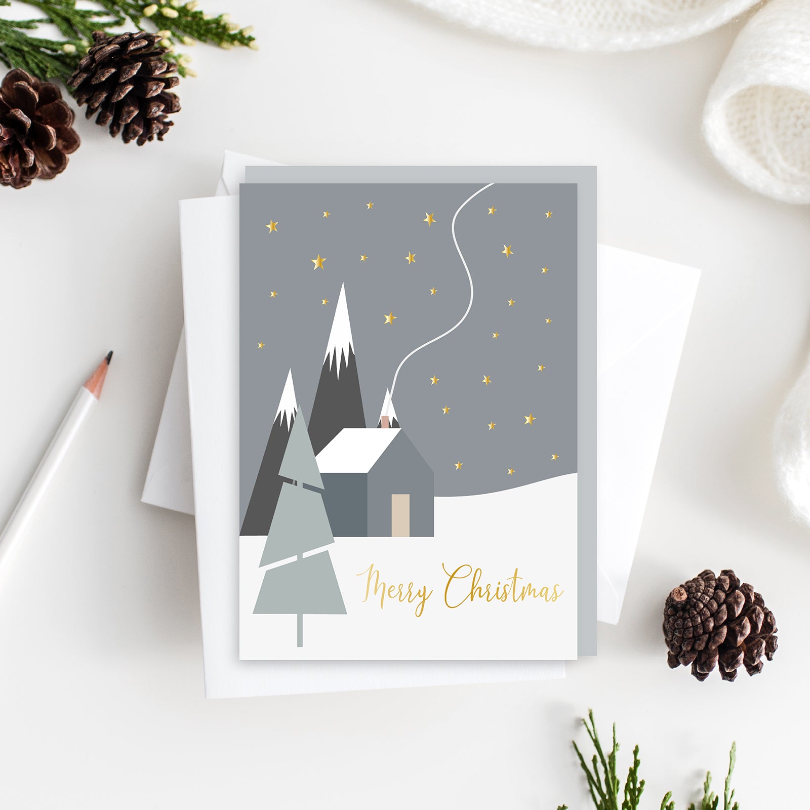 Snow scene Christmas Card