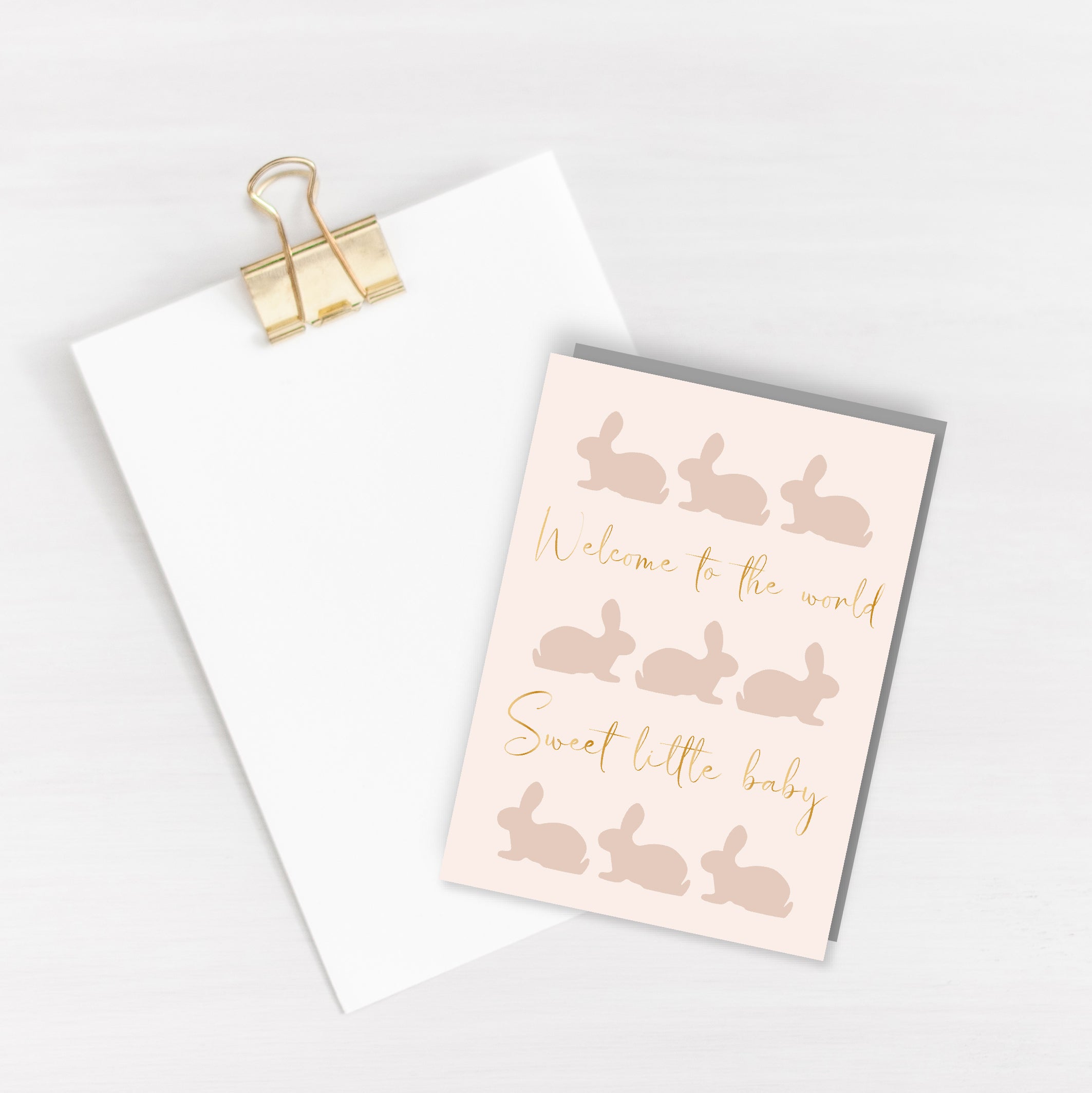 Welcome to the world Bunnies Card - Gold Foiled