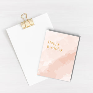 Happy Birthday Watercolour Card - Gold Foiled