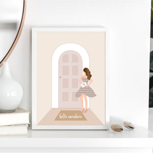 Hello Sunshine Girl Wall Print