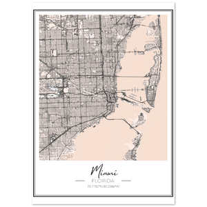 Miami Map Print - Premium Matte Paper Poster