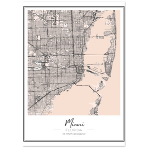 Miami Map Print - Premium Matte Paper Poster